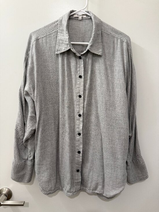 Madewell Tops - Madewell Heathered Flannel Dolman Button-Up Shirt - Size L - Grey (NWOT)